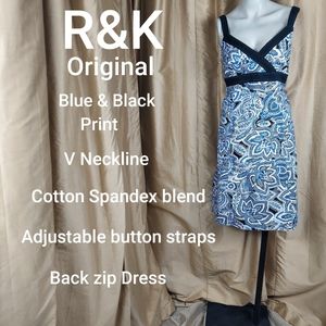 R&K original blue print dress size 10